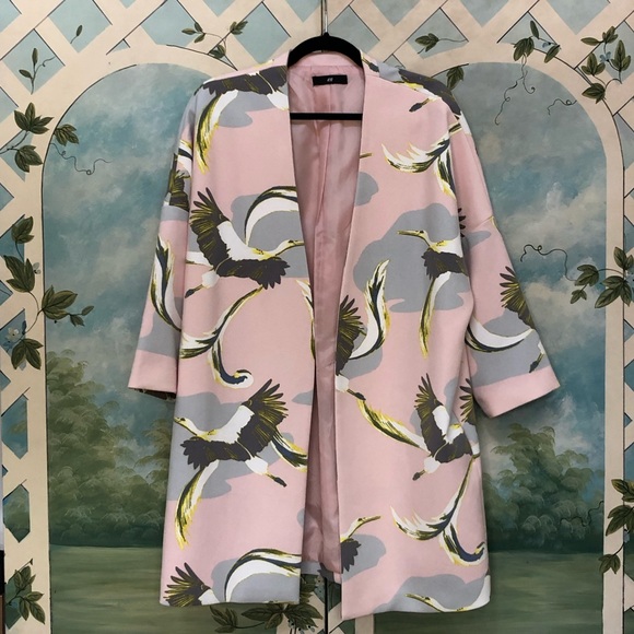H&M Jackets & Blazers - H&M Pink Bird Jacket